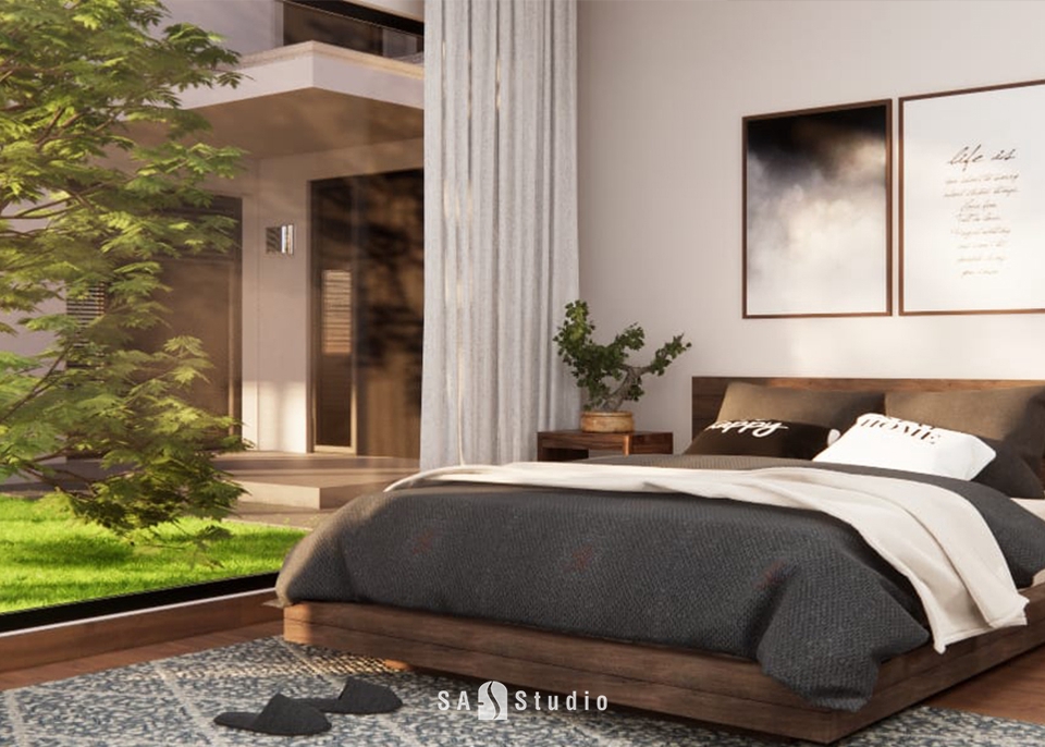 Jasa desain interior kamar tidur minimalis dengan desain 3D