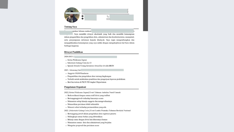 Contoh desain cv menarik untuk melamar pekerjaan