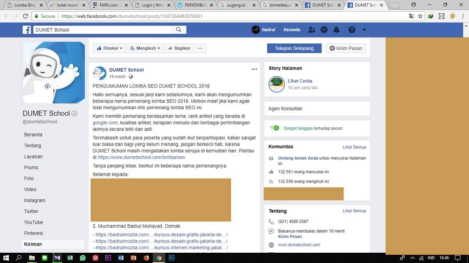 Jasa SEO Murah - Dumetschool.com - Website Dumetschool.com - Layanan SEO Website Sekolah - Dumetschool Jakarta - Konsultasi SEO Sekolah - SEO Website Sekolah