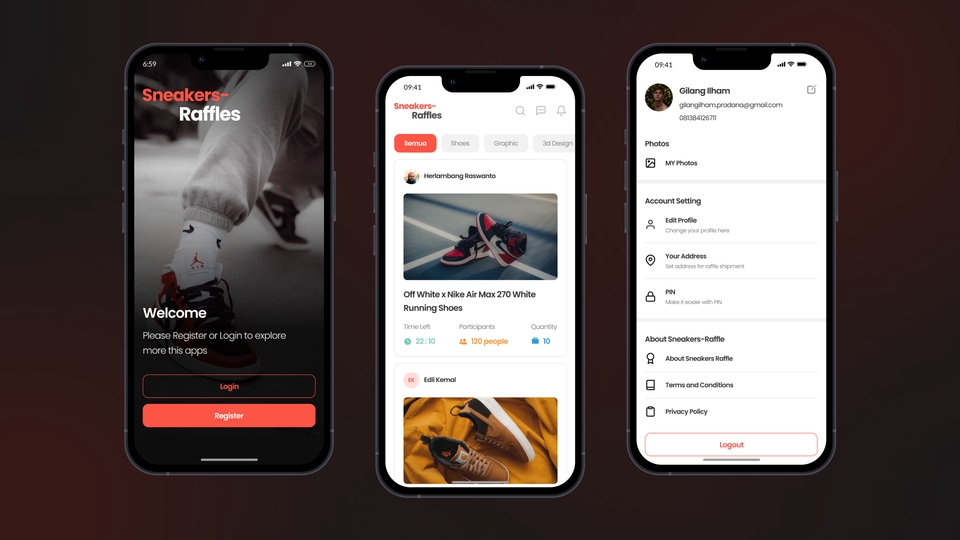 Contoh mockup desain aplikasi mobile untuk freelancer ui ux