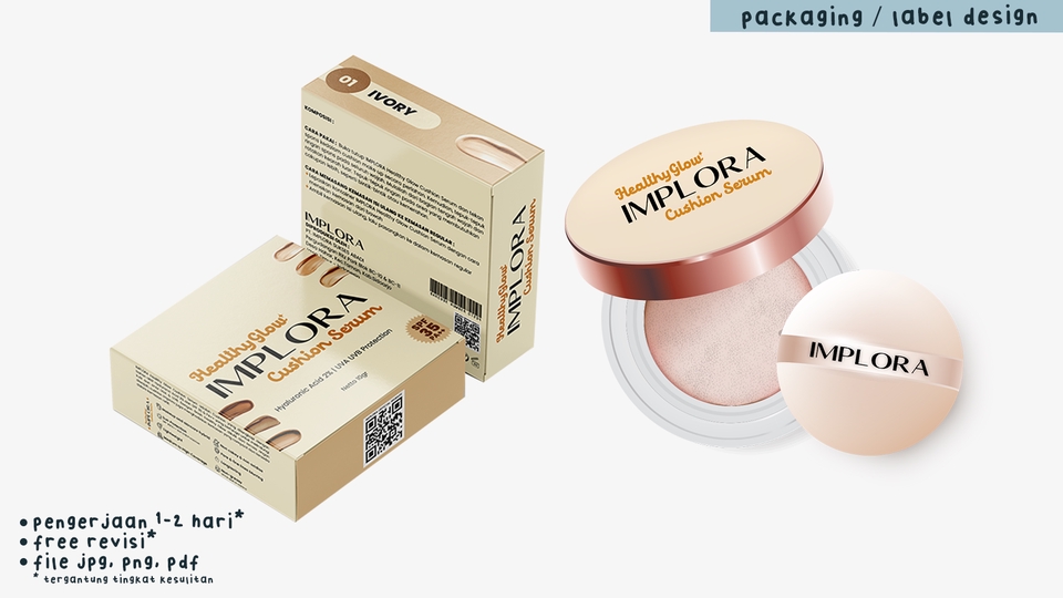 Jasa desain kemasan produk kosmetik dengan desain unik dan menarik untuk branding produk implora