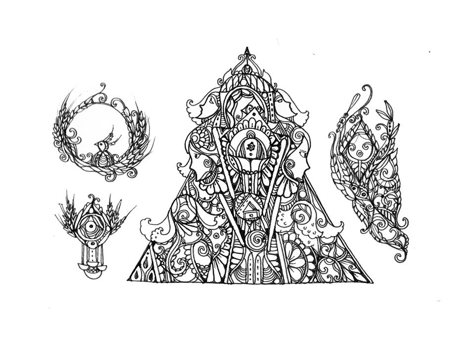 ภาพประกอบเวกเตอร์ - วาดเส้นไทยประยุกต์ แบบ vector ๆ - 23