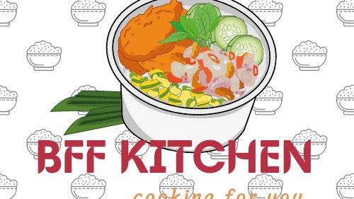 Desain logo untuk restoran dengan konsep makanan berkuah dan warna cerah.