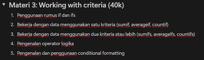 Belajar Microsoft Excel: Kriteria dan Fungsi