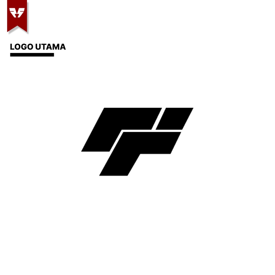 Desain logo perusahaan modern dan minimalis dengan warna hitam.