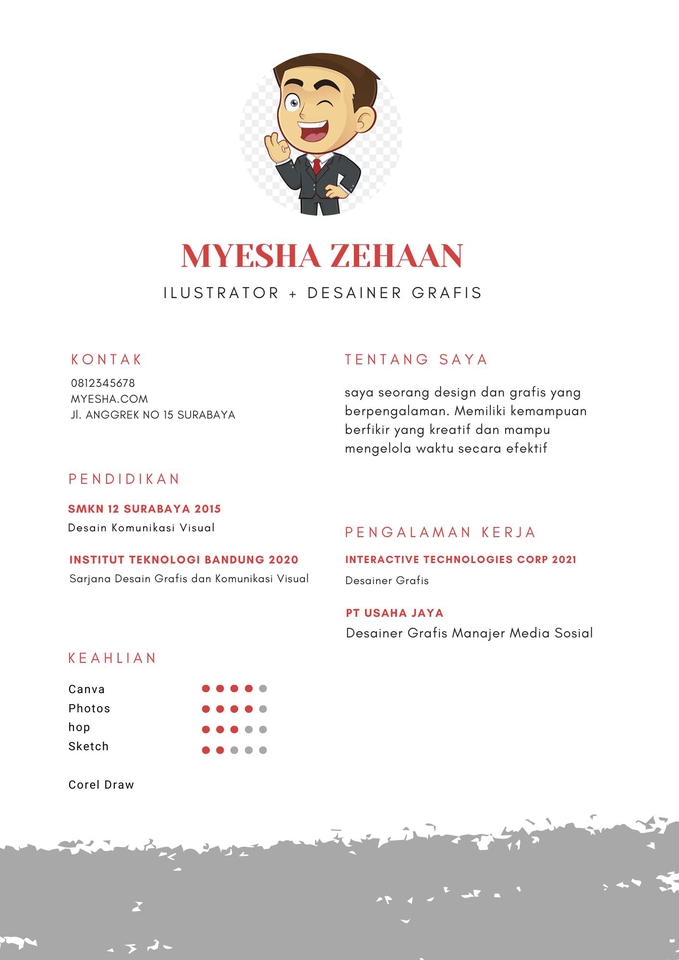 Desain portofolio profesional dengan desain CV unik untuk membantu kamu mendapatkan pekerjaan impian.