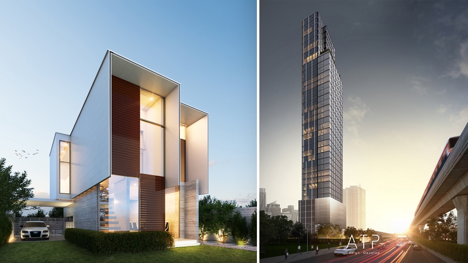 ออกแบบperspectiveบ้านโมเดล3มิติและตึกสูงภาพ3Dคุณภาพสูง ราคาถูก