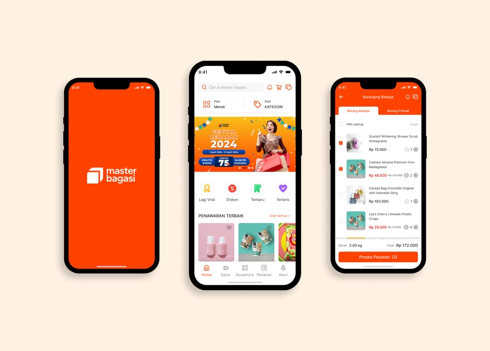 Desain aplikasi mobile dengan UI UX yang modern dan estetis untuk layanan master bagasi