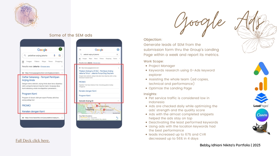 Contoh Google Ads dan Google Merchant Center untuk meningkatkan performa website di mesin pencarian Google dan mendapatkan klien baru