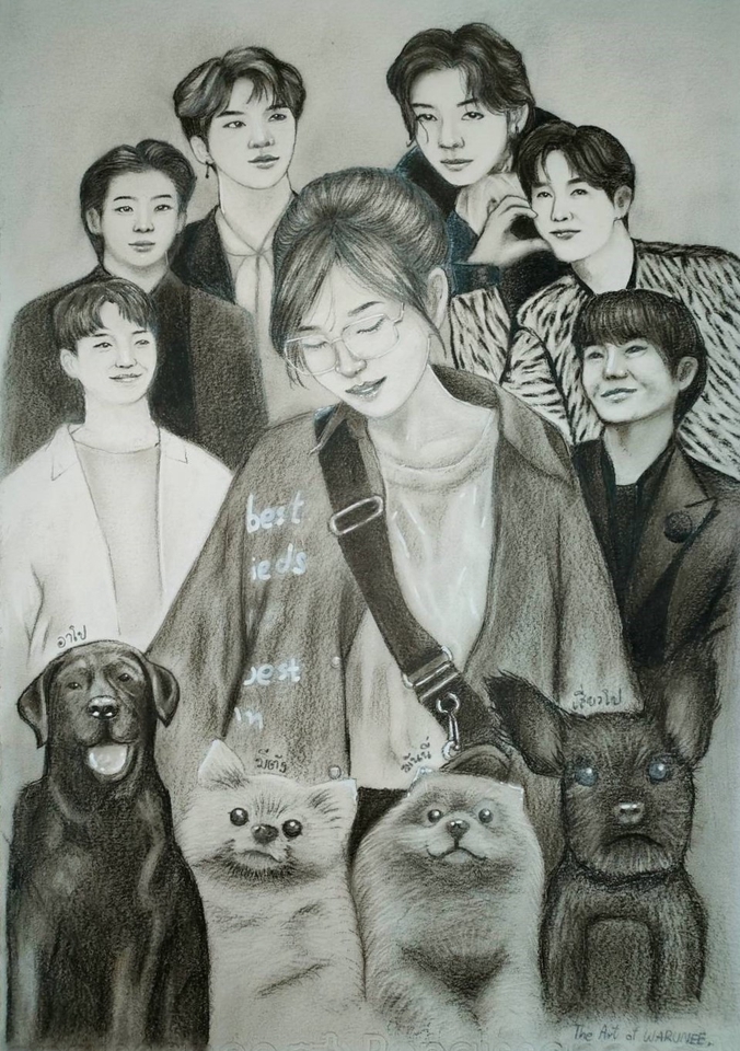 วาดภาพเหมือน Portrait - รับวาดภาพเหมือน ดินสอ ปากกา สีไม้ สีอะคริลิค สีน้ำมัน Portrait คน สัตว์ ดอกไม้ วิว - 7