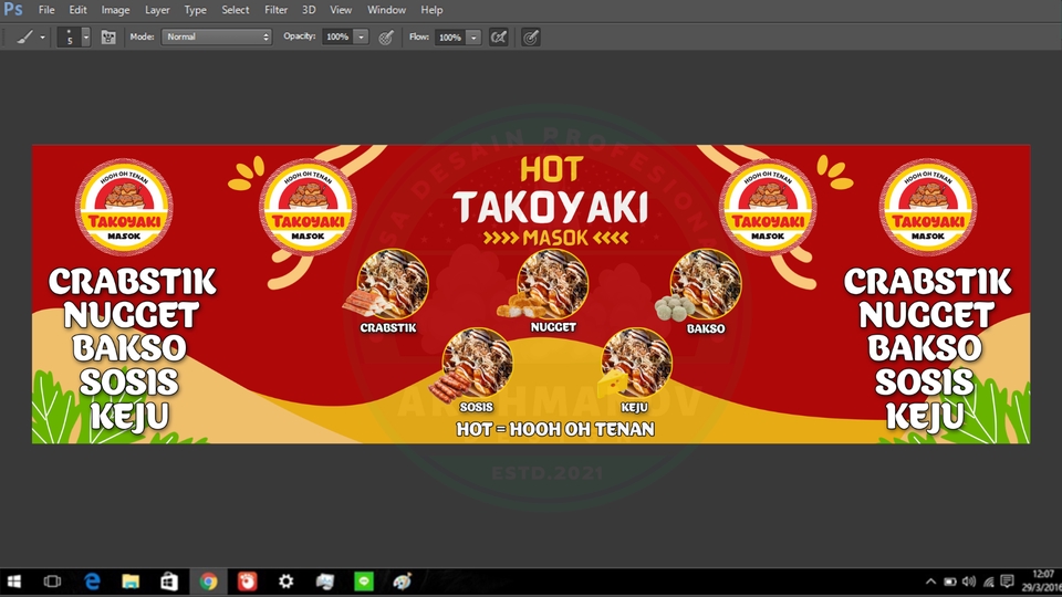 Desain spanduk promo makanan dengan harga menarik untuk toko makanan atau cafe.