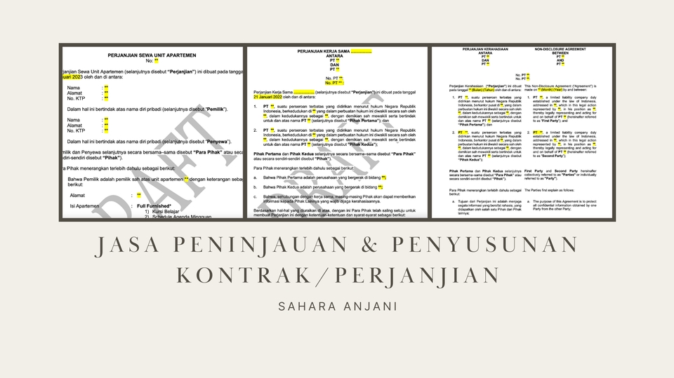 Hukum - Jasa Peninjauan dan Penyusunan Kontrak/Perjanjian - 1