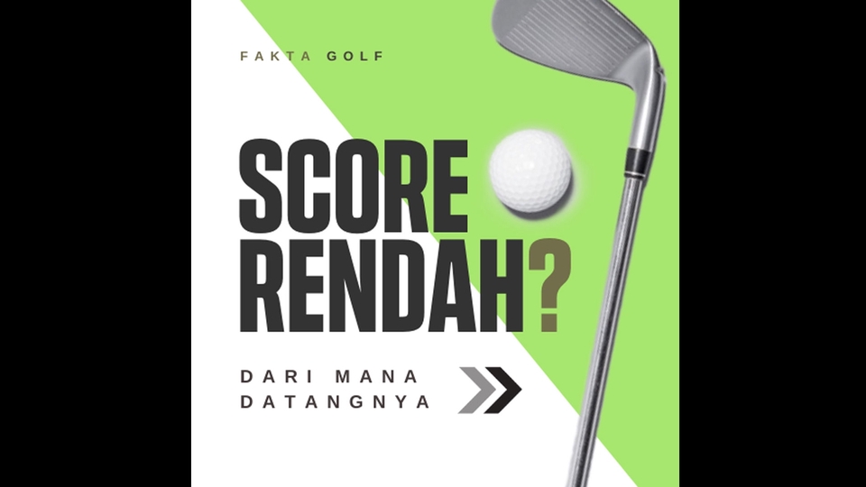 Desain poster dengan tema score rendah dalam olahraga golf, cocok untuk situs web tentang olahraga golf.