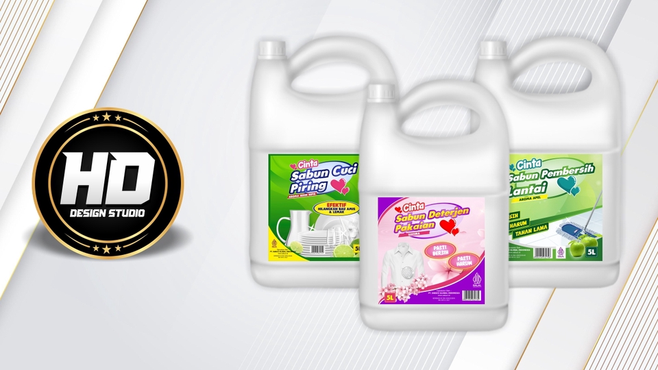 Jasa desain kemasan botol deterjen dan sabun cuci piring dengan desain unik dan menarik.