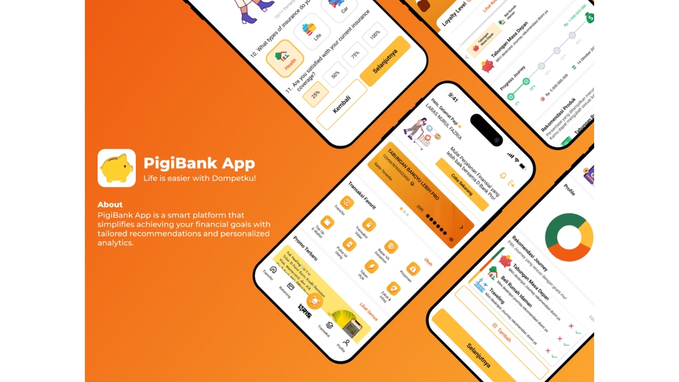 Desain UI UX Mobile App Pigibank untuk aplikasi keuangan.