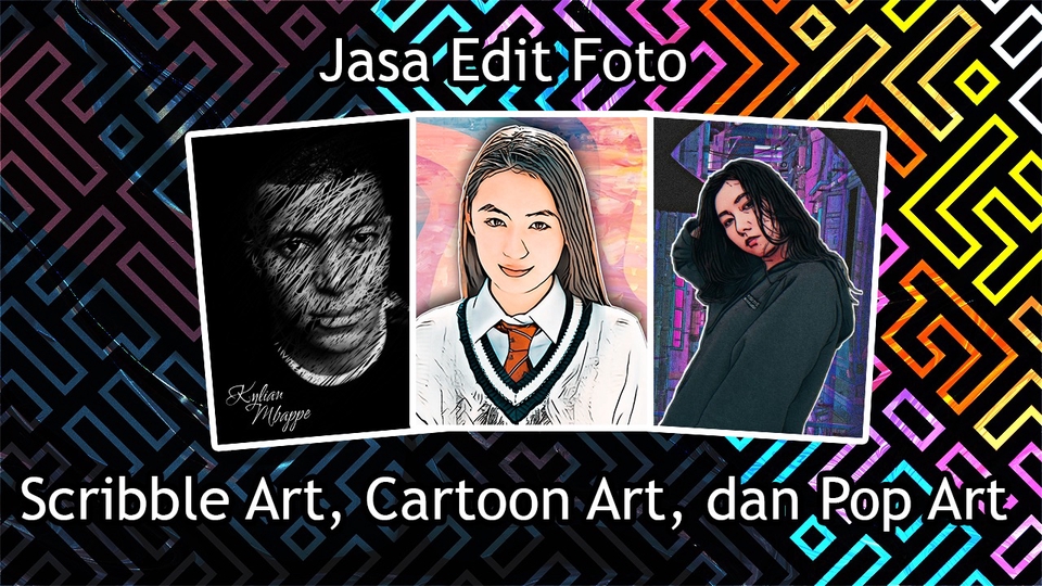 Gambar Potret - Jasa Edit Foto (Cartoon Art, Scribble Art, dan Pop Art Comic) - 1