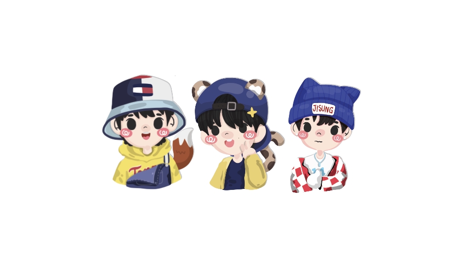 รับวาดรูปการ์ตูนน่ารัก สไตล์ญี่ปุ่น จิบิ 3 คน
