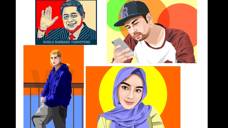 Gambar dan Ilustrasi - Desain Vector Wajah Portait, 24 Jam Langsung Jadi - 1