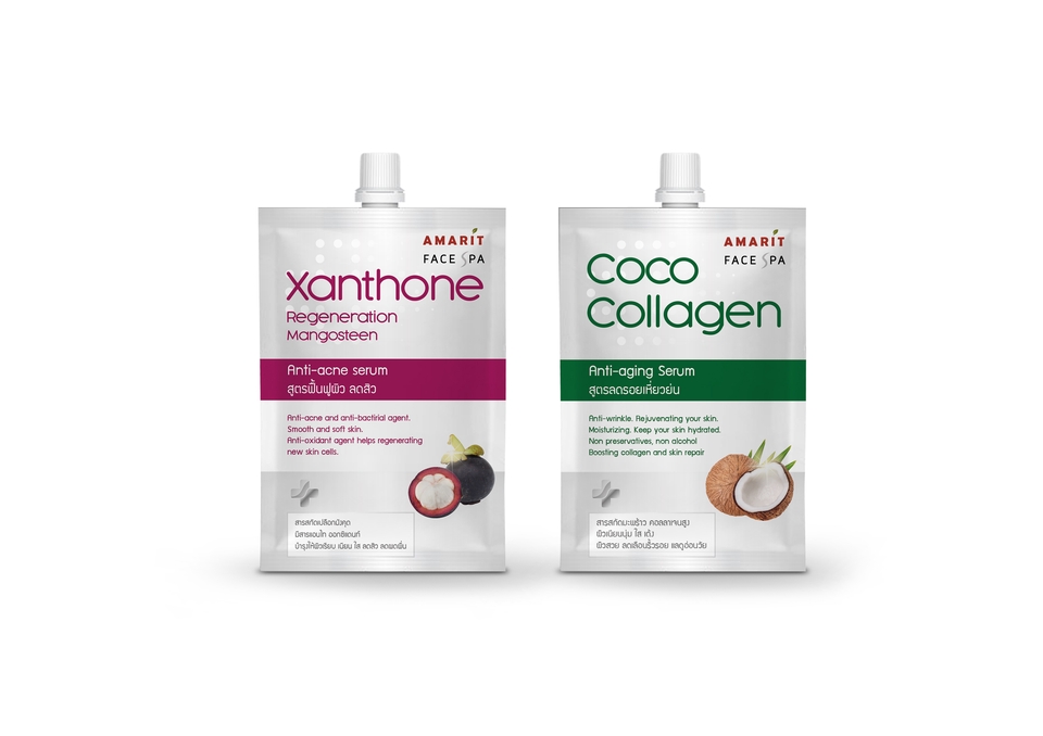 รับออกแบบบรรจุภัณฑ์เครื่องสำอาง แพคเกจจิ้งครีม Amarit Xanthone และ Coco Collagen สวยหรูดูดี ออกแบบฉลากสินค้า บรรจุภัณฑ์สินค้า