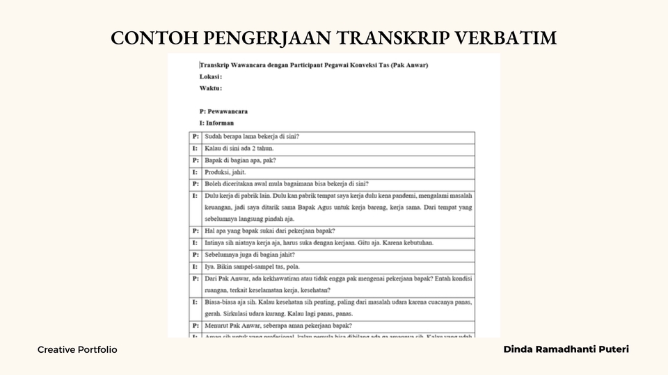 Contoh jasa pengetikan transkrip verbatim untuk  mengerjakan tugas kantor