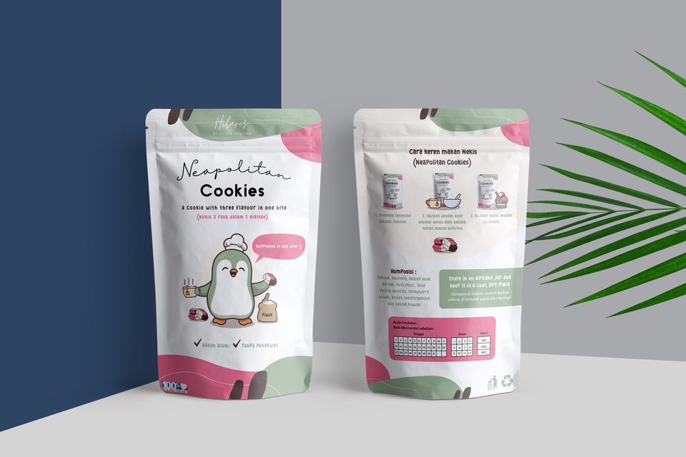 Desain Kemasan Unik untuk Kue Neapolitan dengan Gambar Penguin