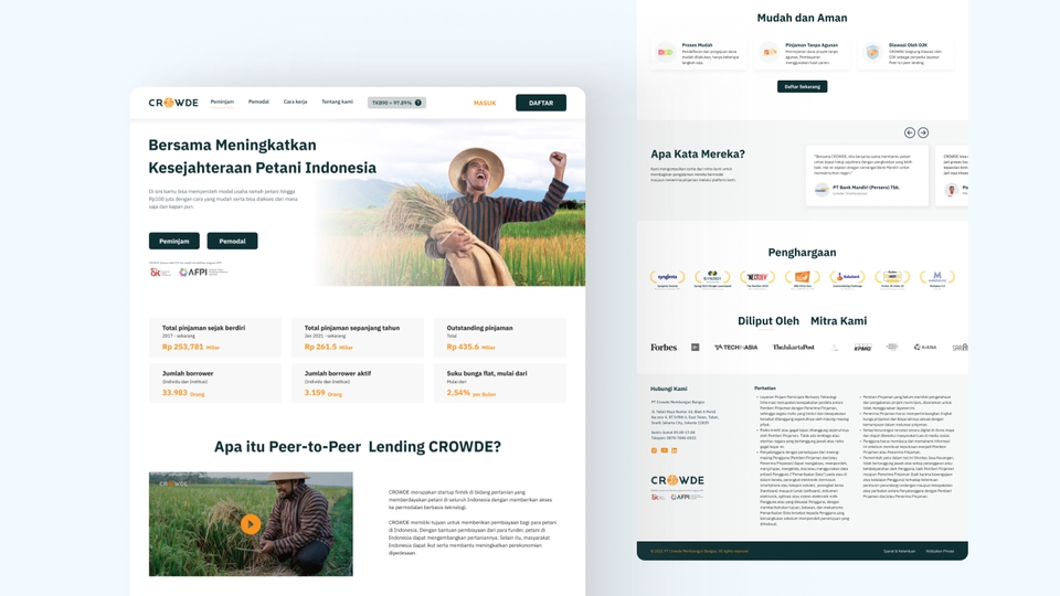 Desain UI UX untuk aplikasi mobile yang menampilkan layanan crowdfunding untuk meningkatkan kesejahteraan petani di Indonesia.