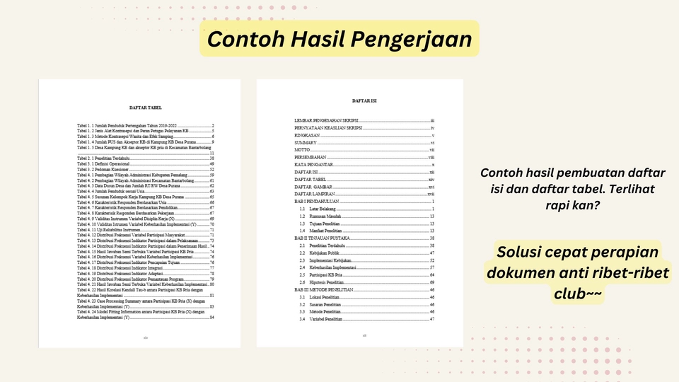 Contoh hasil jasa pengetikan online dan tabel yang rapi, solusi cepat dan rapi untuk pengetikan dokumen, tugas sekolah, makalah, proposal dan skripsi.
