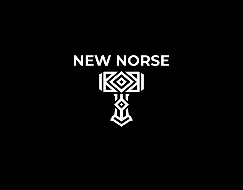 Logo New Norse dengan desain palu khas Norse