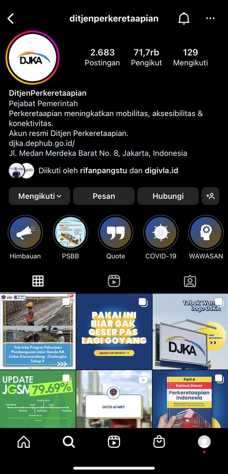 Jasa iklan instagram, jasa marketing instagram, jasa iklan facebook, jasa pasang iklan di facebook, jasa pasang iklan di instagram, dan jasa iklan social media untuk meningkatkan brand awareness dan followers akun instagram Ditjen Perkeretaapian.