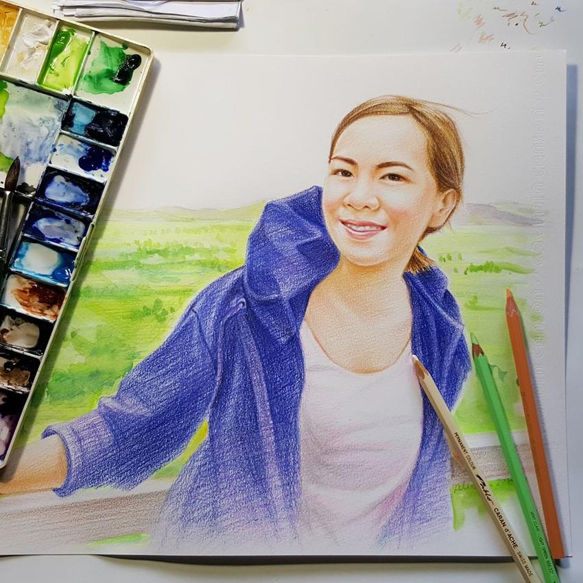 รับวาดภาพเหมือน สีน้ำ portrait ภาพวาดคน ภาพวาดรูป วาดภาพเหมือนการ์ตูน