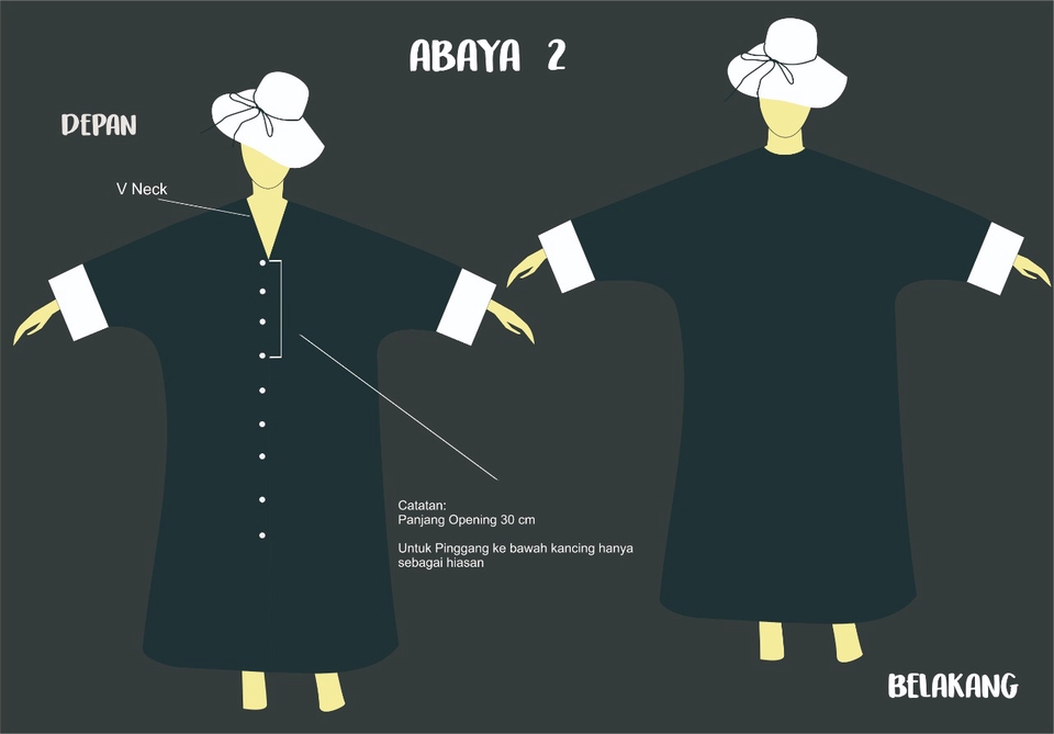 Desain Kaos & Motif - Desain Baju Musilm / Muslimah Fashion Women Abaya Kaftan Gamis - 11