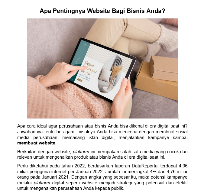 Jasa penulis konten freelance, menulis artikel dan copywriting untuk bisnis di era digital, dengan menggunakan platform website sebagai strategi pemasaran yang efektif.