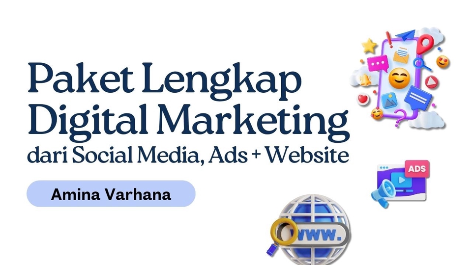 Paket Lengkap Jasa Digital Marketing dari Amina Varhana: jasa marketing digital, jasa iklan facebook, jasa iklan instagram, jasa pasang iklan di facebook, jasa pasang iklan di instagram, jasa Google Ads, jasa adwords, jasa SEO.