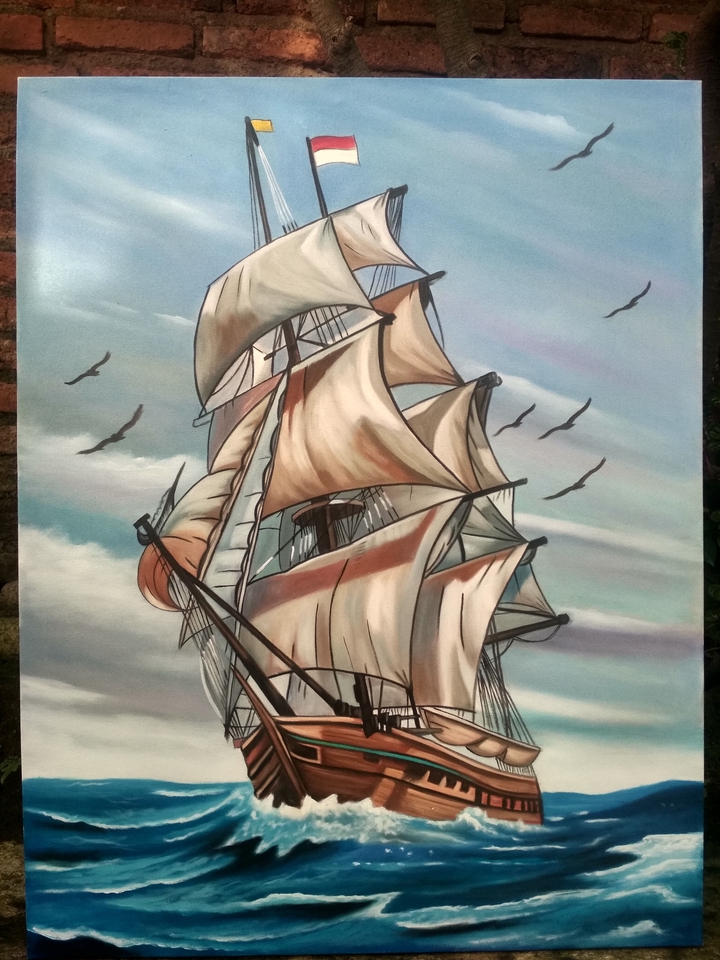 Jasa lukis potret kapal layar, lukisan wajah kapal, gambar karikatur kapal, desain vektor kapal, ilustrasi kapal laut.