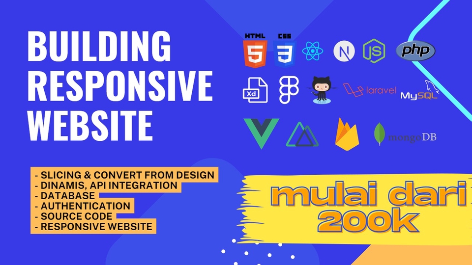 Web Development - Membuat & Slicing Website Menggunakan HTML, CSS, Javascript, Reactjs, Nextjs, Vuejs, Laravel & PHP - 1