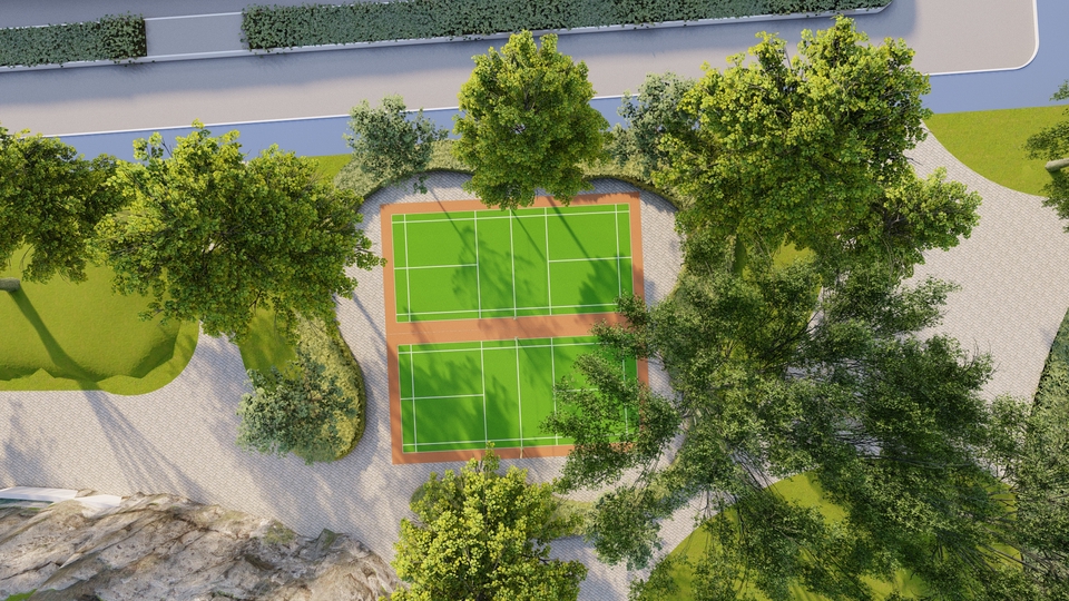 ออกแบบสวน สนามเทนนิส บริการจัดสวน