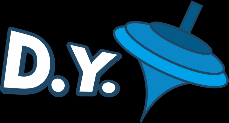 Logo D.Y. dengan desain logo warna biru dan putih, logo ini cocok untuk website dan perusahaan.