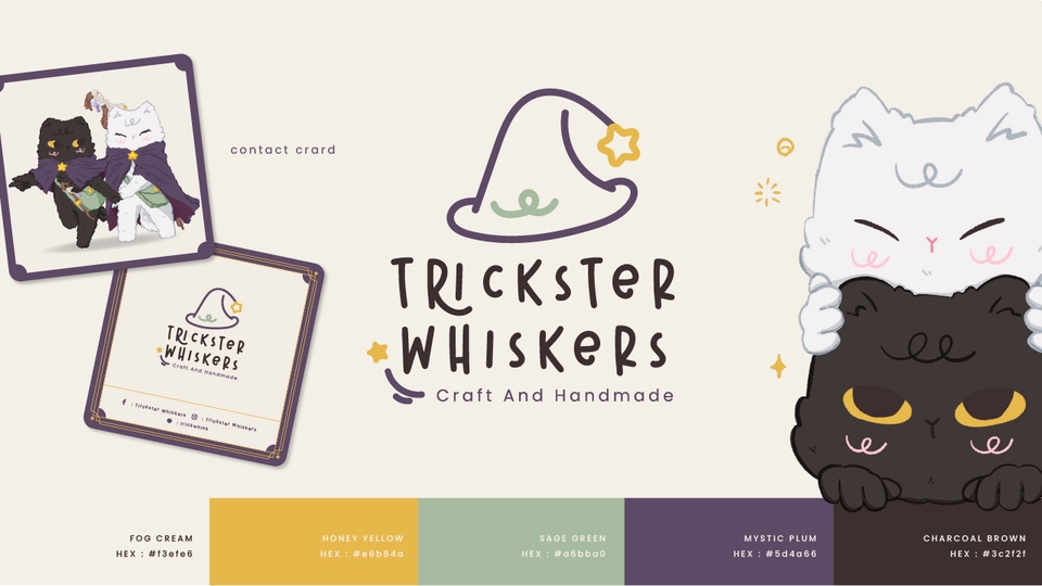 รับออกแบบโลโก้ Trickster Whiskers โลโก้ร้านค้าสไตล์มินิมอลน่ารัก