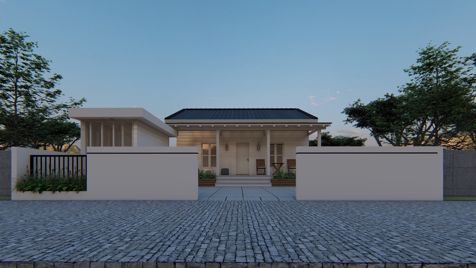 3D & Perspektif - Desain Rumah Bangunan Lengkap (Denah, 3D Eksterior dan Gambar Kerja) - 2