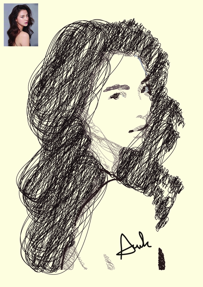 วาดภาพเหมือน Digital Sketch ลายเส้นเก๋ๆสไตล์ Scribble Art