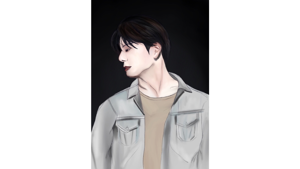 รับวาดภาพเหมือนการ์ตูน ภาพประกอบ ผู้ชาย ผมดำ ใส่เสื้อแจ็คเก็ต