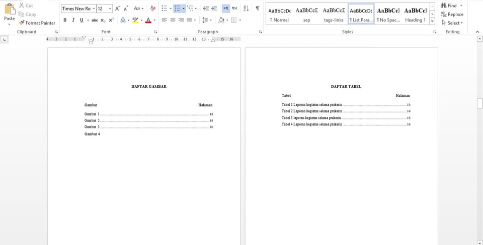 Jasa pengetikan online, ketik skripsi, pengetikan makalah, jasa ketik tugas sekolah, harga jasa pengetikan - contoh tabel daftar gambar dan daftar tabel di Microsoft Word.