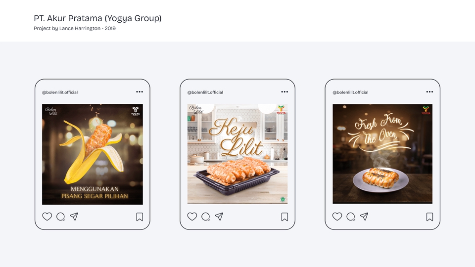 Desain Banner Instagram PT. Akur Pratama dengan tema pisang dan kue. Jasa desain banner Instagram profesional, bikin banner Instagram kekinian.