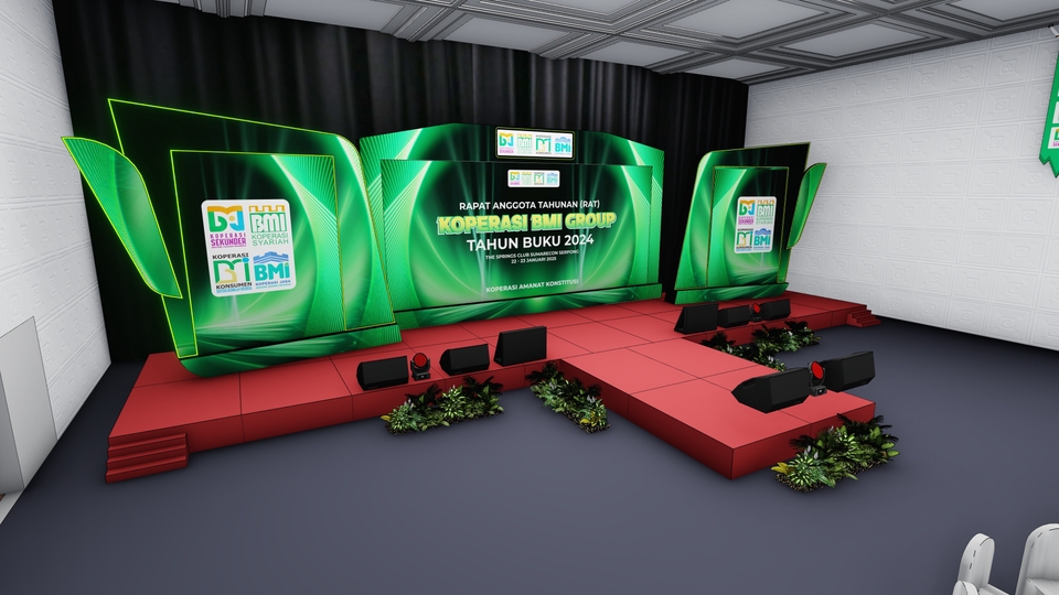Jasa desain 3d untuk stand pameran sederhana, minimalis dan unik untuk keperluan event, promosi produk dan brand.