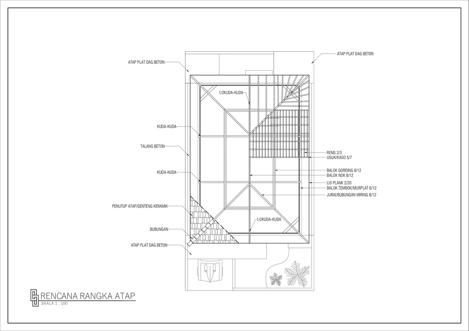 Jasa Drafter Autocad Murah, Gambar Desain Atap Rumah