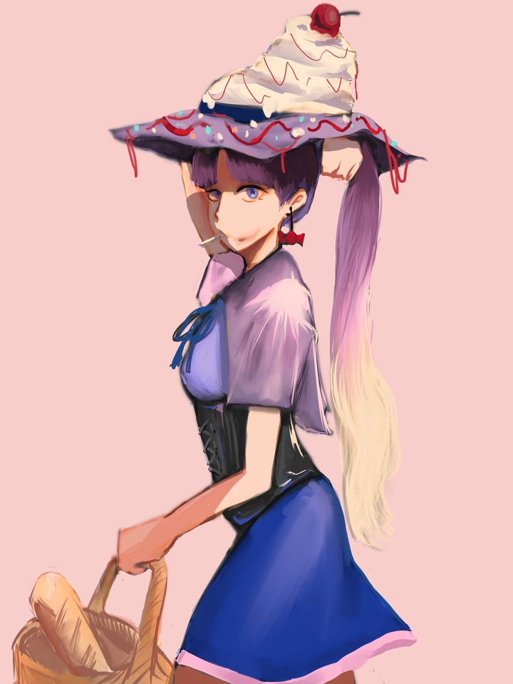 รับวาดภาพประกอบ นิทาน  ตัวละครหญิง ผมยาว ใส่หมวกเค้ก ถือตะกร้า  วาดภาพประกอบ