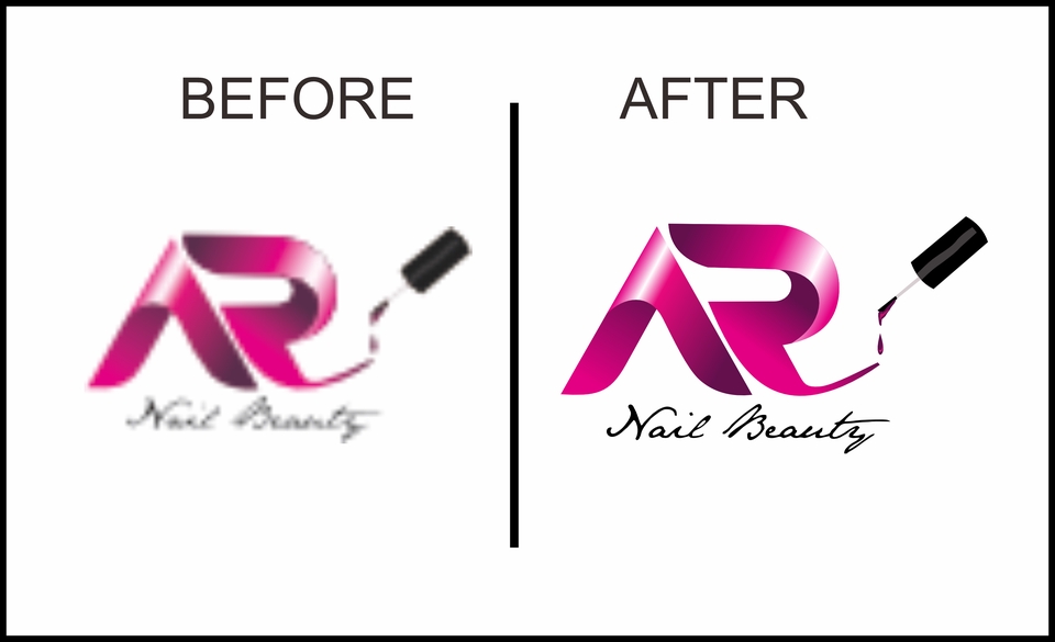 Jasa ilustrasi desain logo AR Nail Beauty dengan gambar kuku dan cat kuku