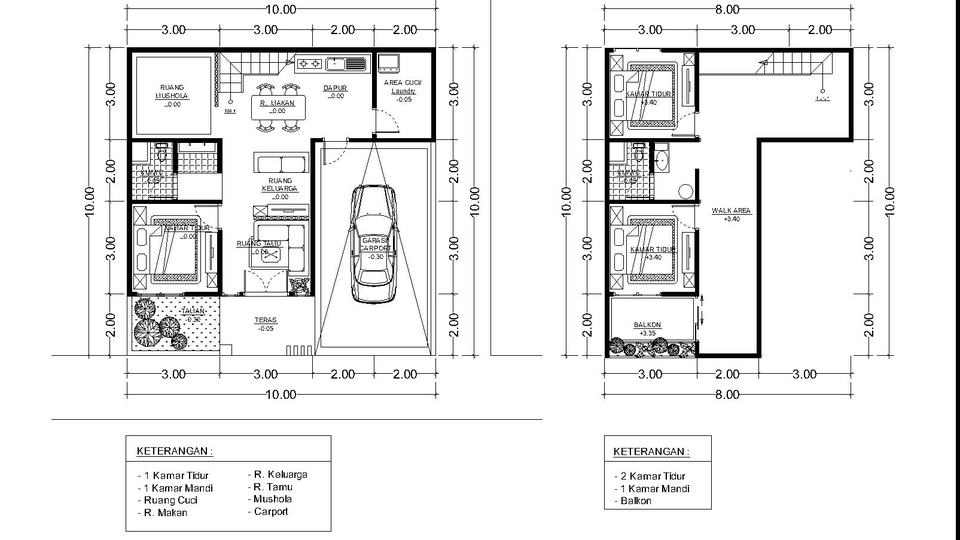 CAD Drawing - Jasa Gambar denah rumah 2D harga per rumah - Sehari bisa jadi - 1