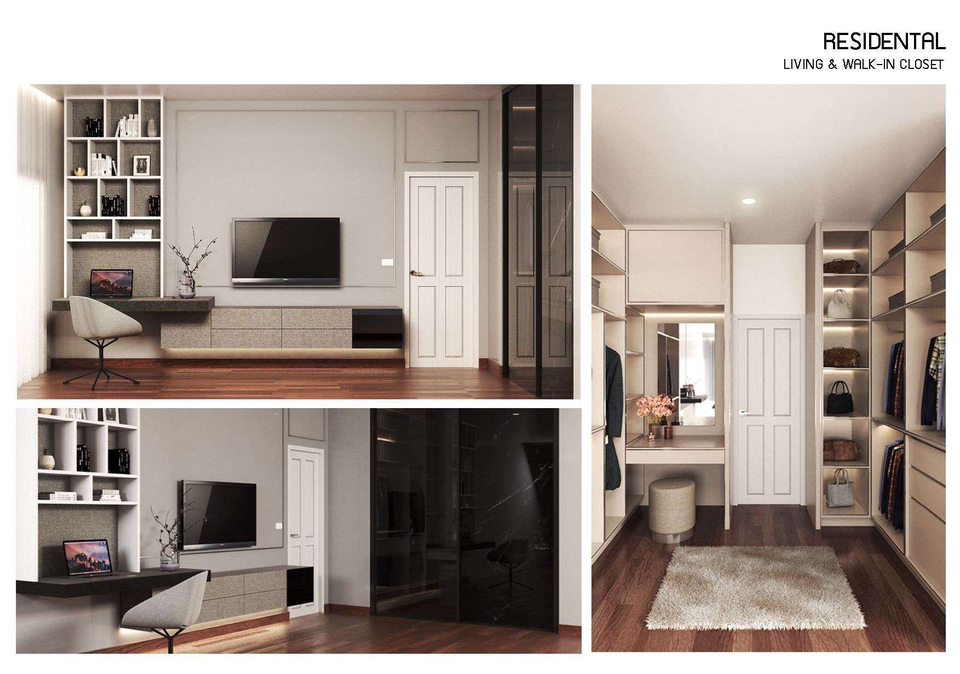 รับออกแบบตกแต่งภายในบ้านและ walk-in closet หรูหรา สวยงาม รีโนเวทบ้าน ออกแบบบ้าน ออกแบบภายใน