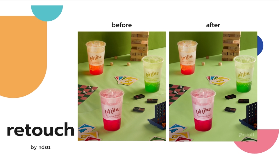 รับรีทัชภาพ แก้ไขภาพสินค้า ถ้วยเครื่องดื่ม ก่อนและหลังรีทัช